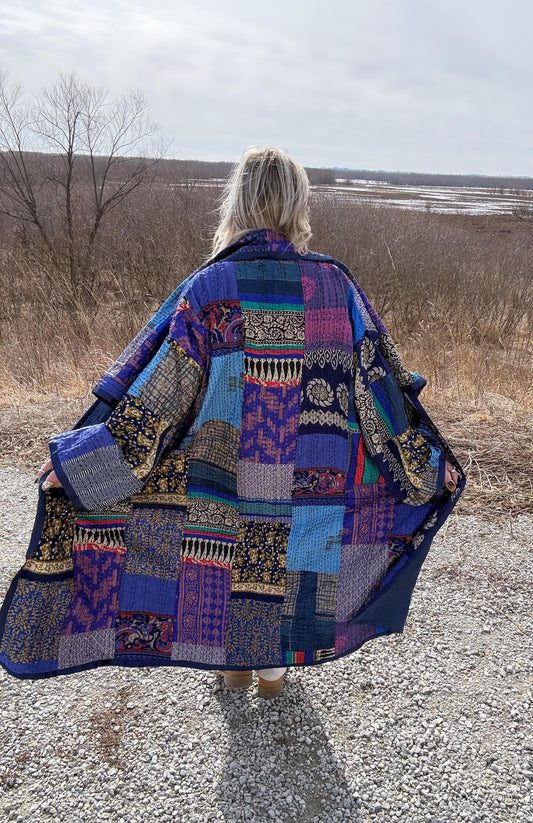 Sapphire Sweetheart Lightweight Patchwork Quilt Jacket