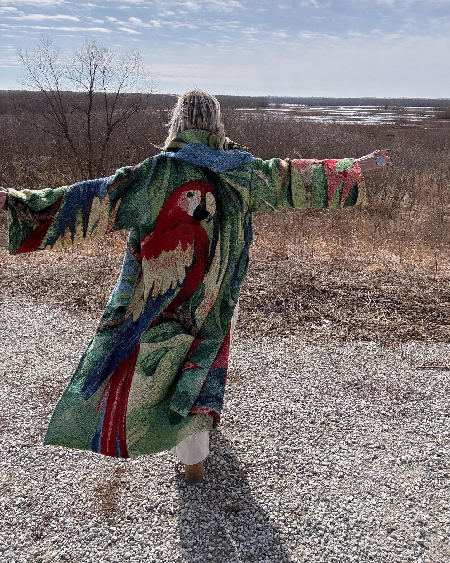 Scarlet Macaw Spirit Cozy Long Blanket Jacket
