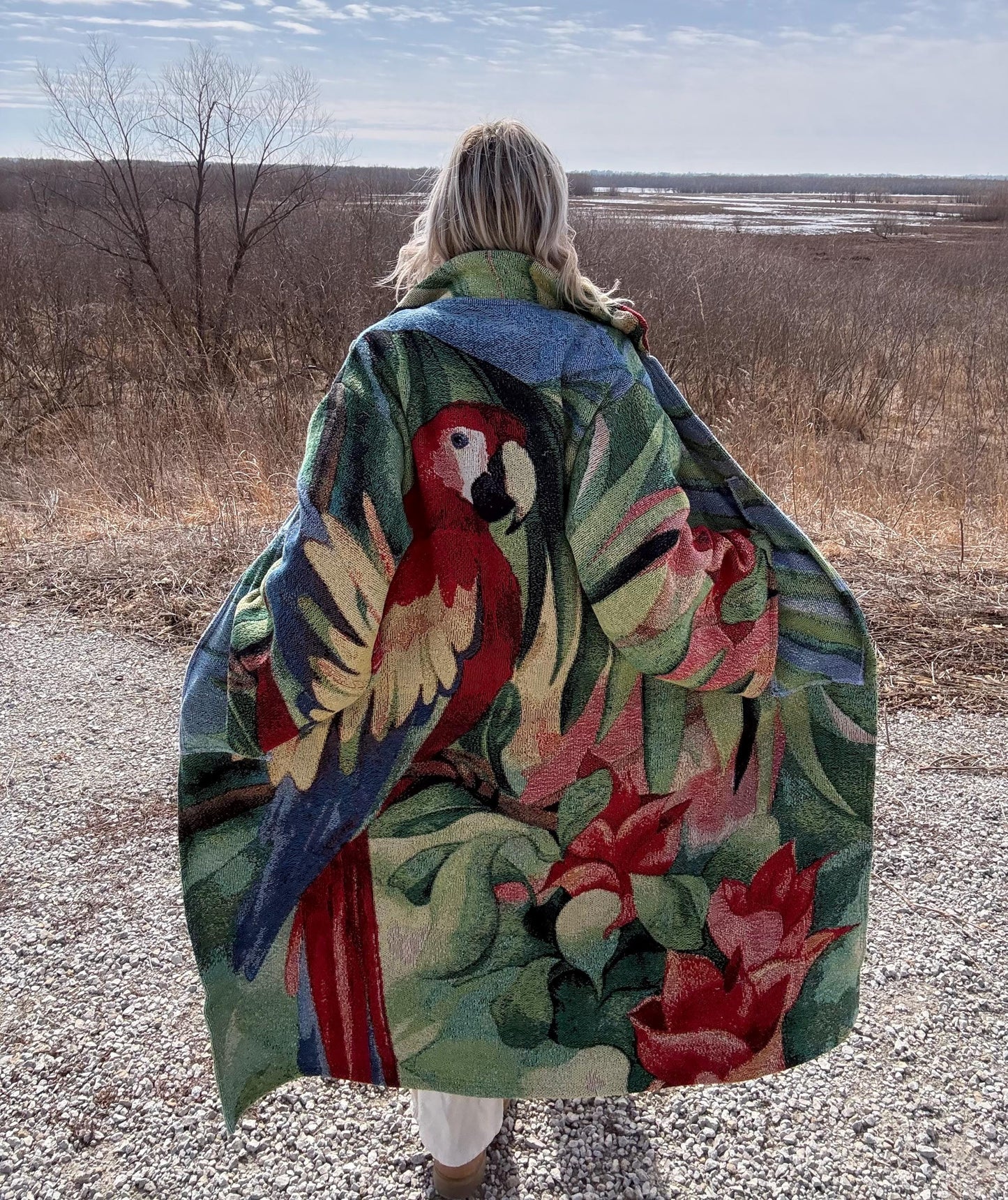 Scarlet Macaw Spirit Cozy Long Blanket Jacket