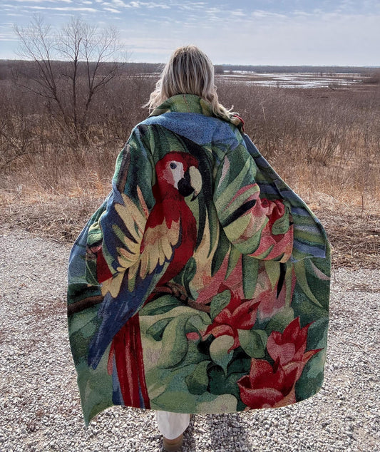 Scarlet Macaw Spirit Cozy Long Blanket Jacket