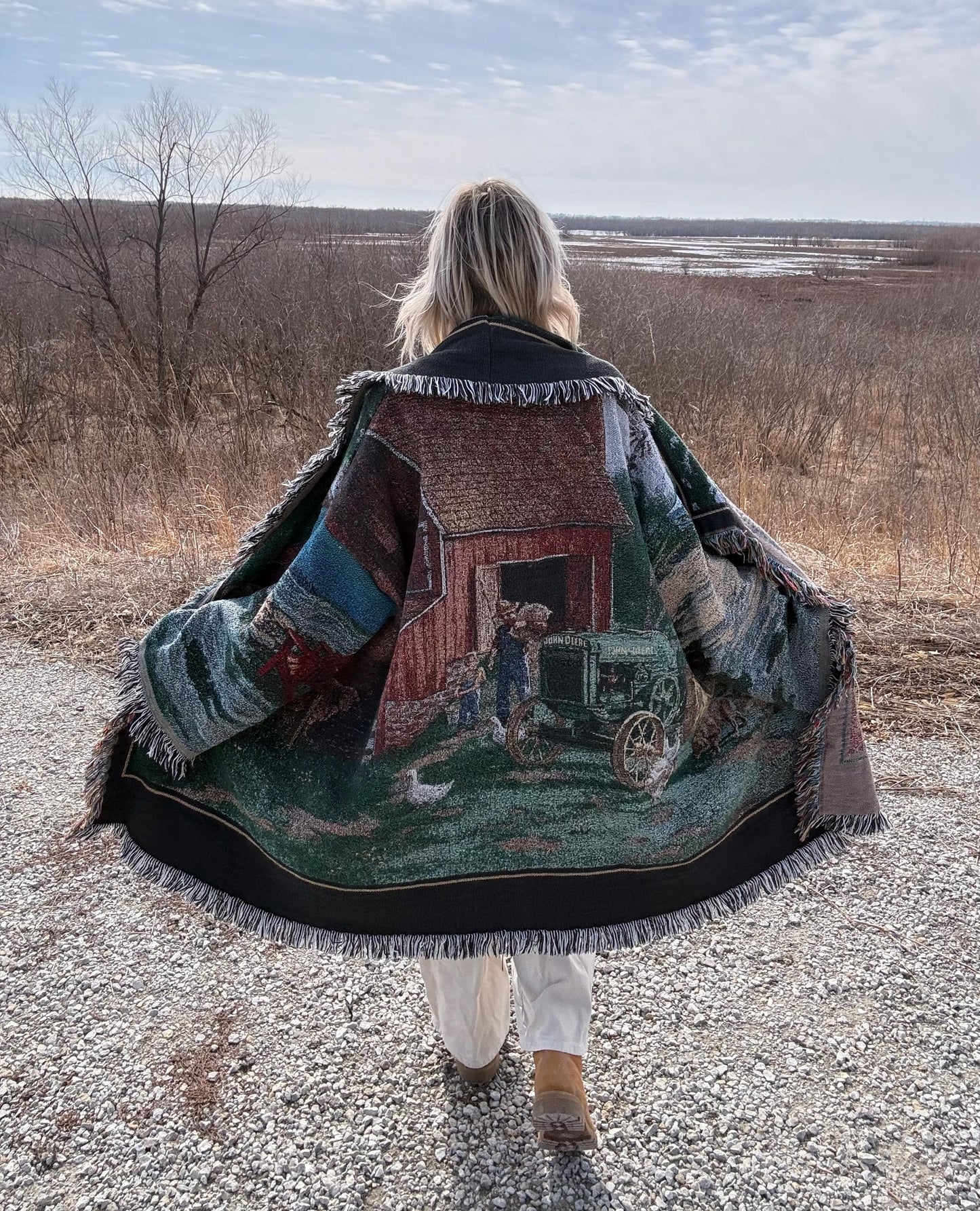 Simple Life Farm Ranch Oversized Fringe Blanket Coat