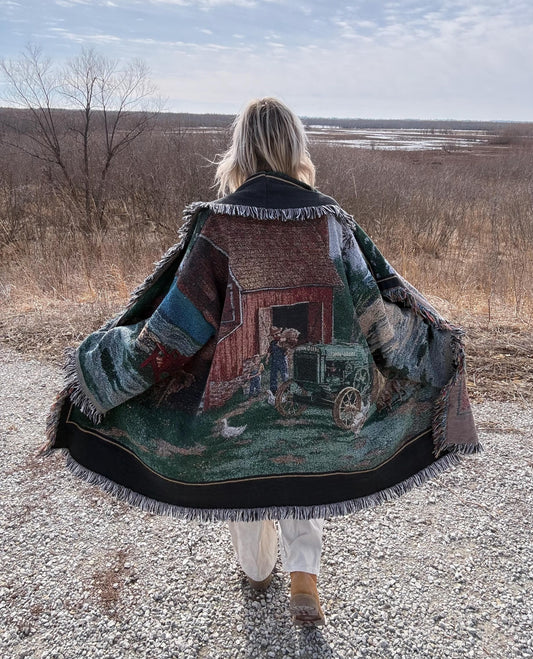 Simple Life Farm Ranch Oversized Fringe Blanket Coat