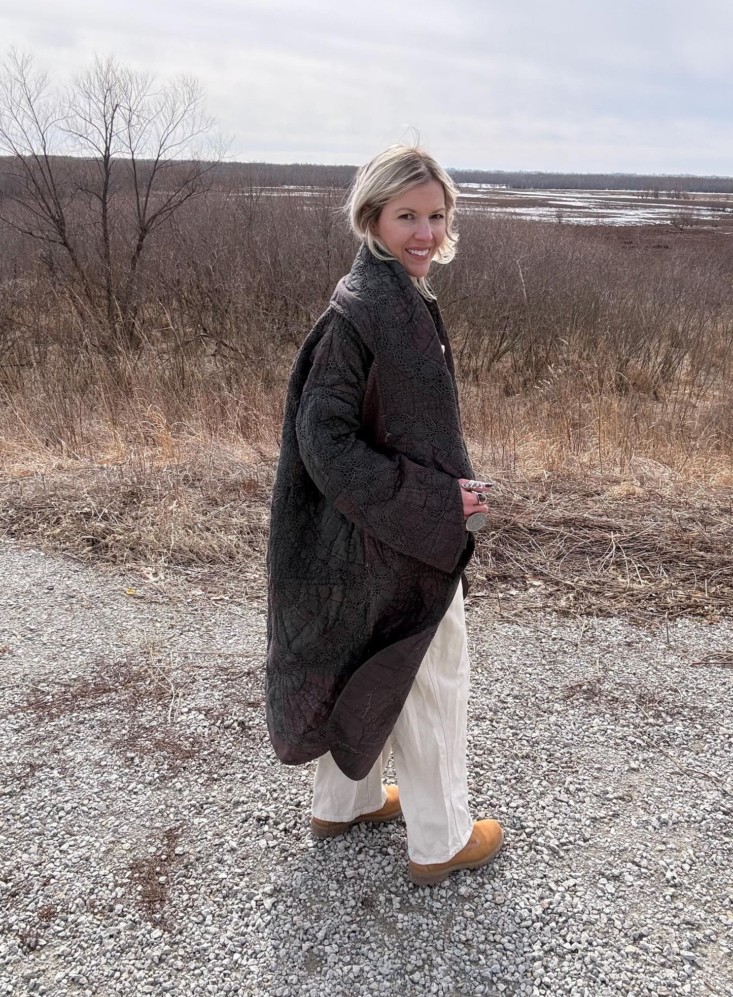 Smoke & Dreams Rugged Distressed Statement Quilt Coat