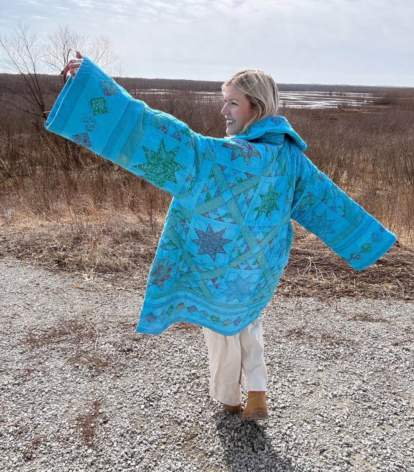 Carribean Waters Statement Quilt Coat