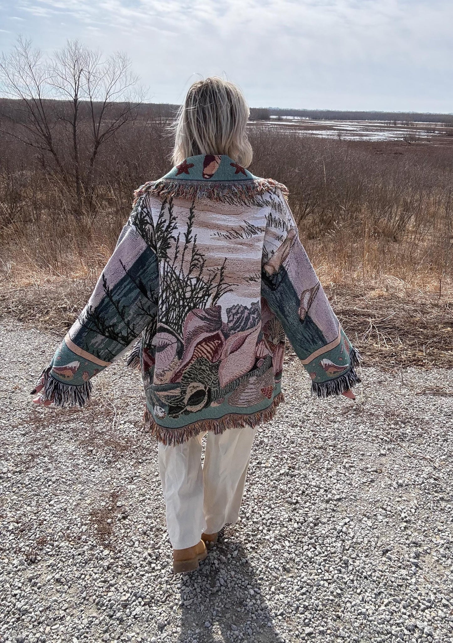 Boho Beach Babe Fringe Blanket Coat