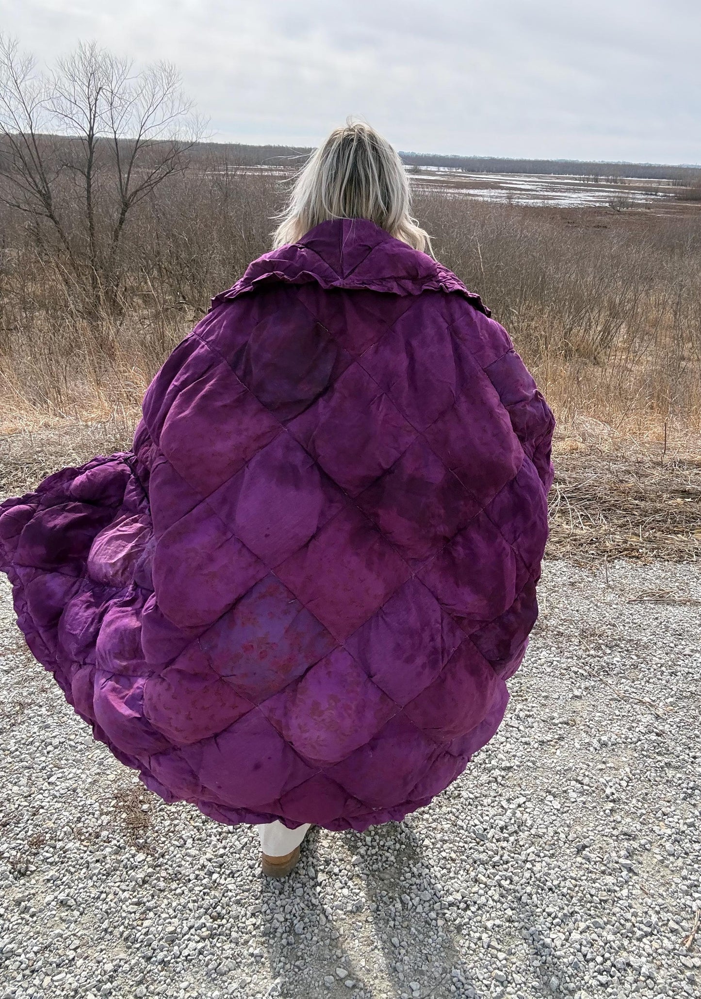 Boysenberry Beauty Fluffy Maximalist Statement Quilt Coat