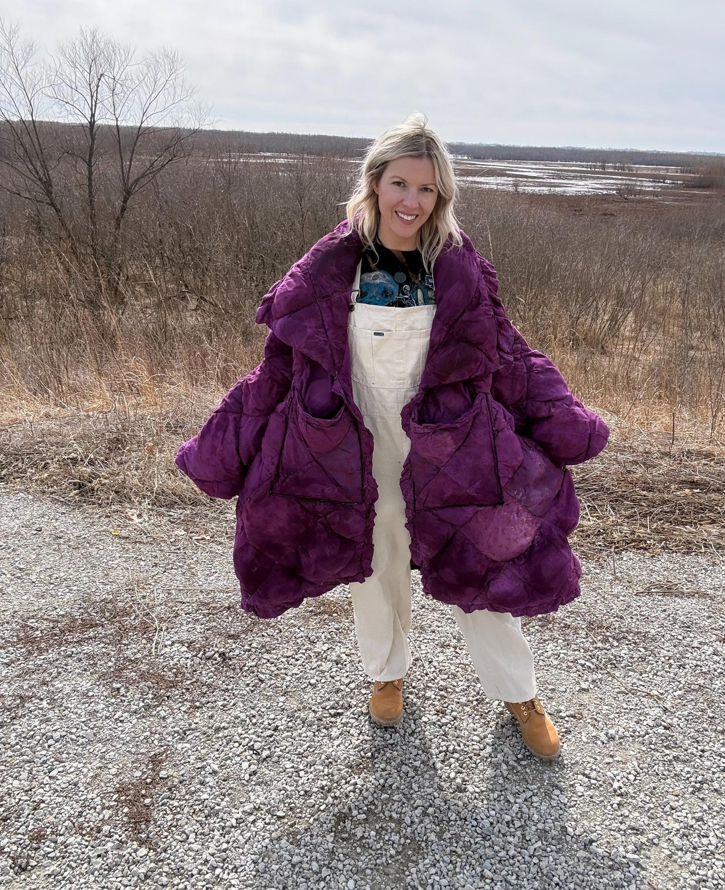 Boysenberry Beauty Fluffy Maximalist Statement Quilt Coat