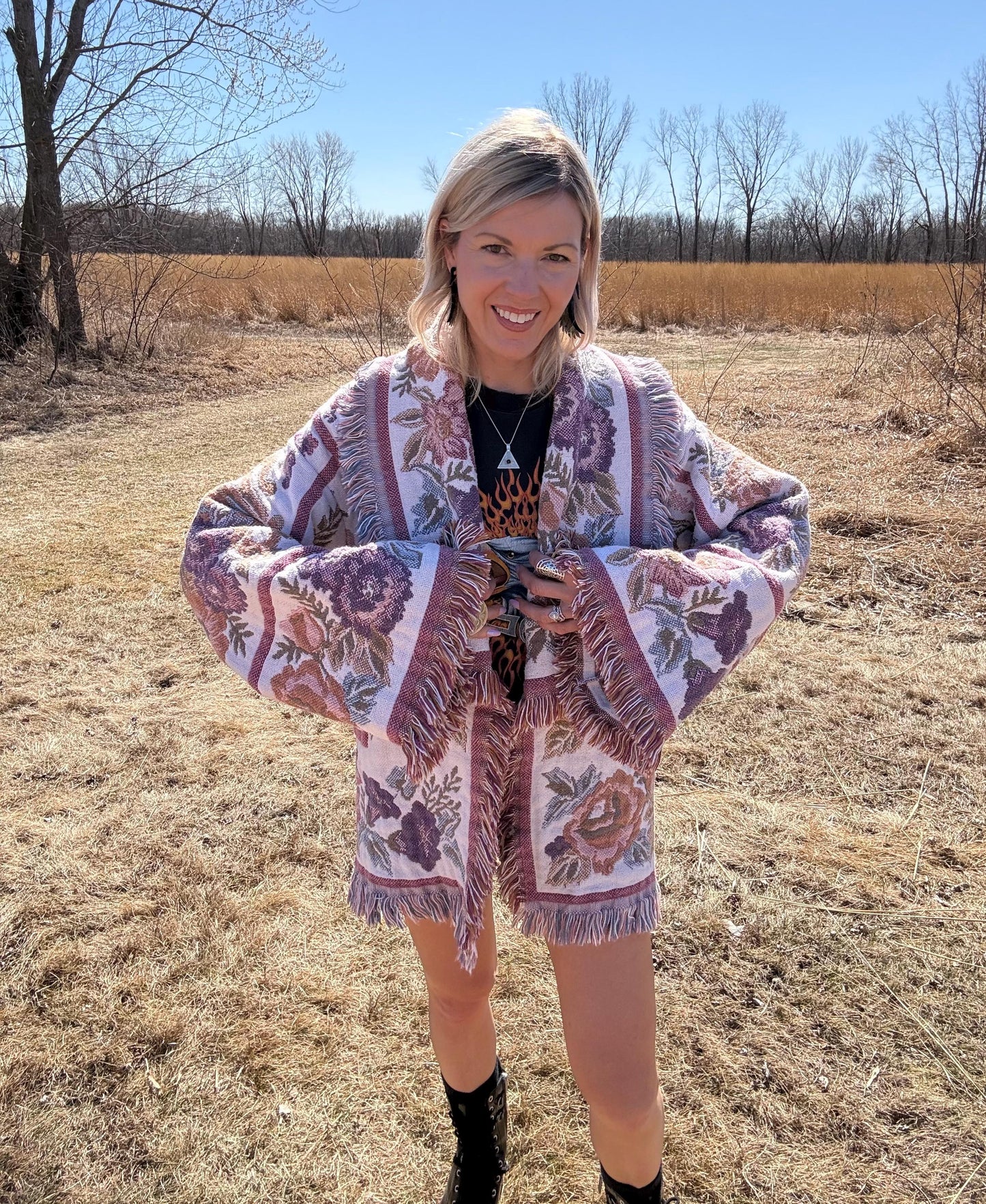 Spring Dream Fringe Blanket Cardigan