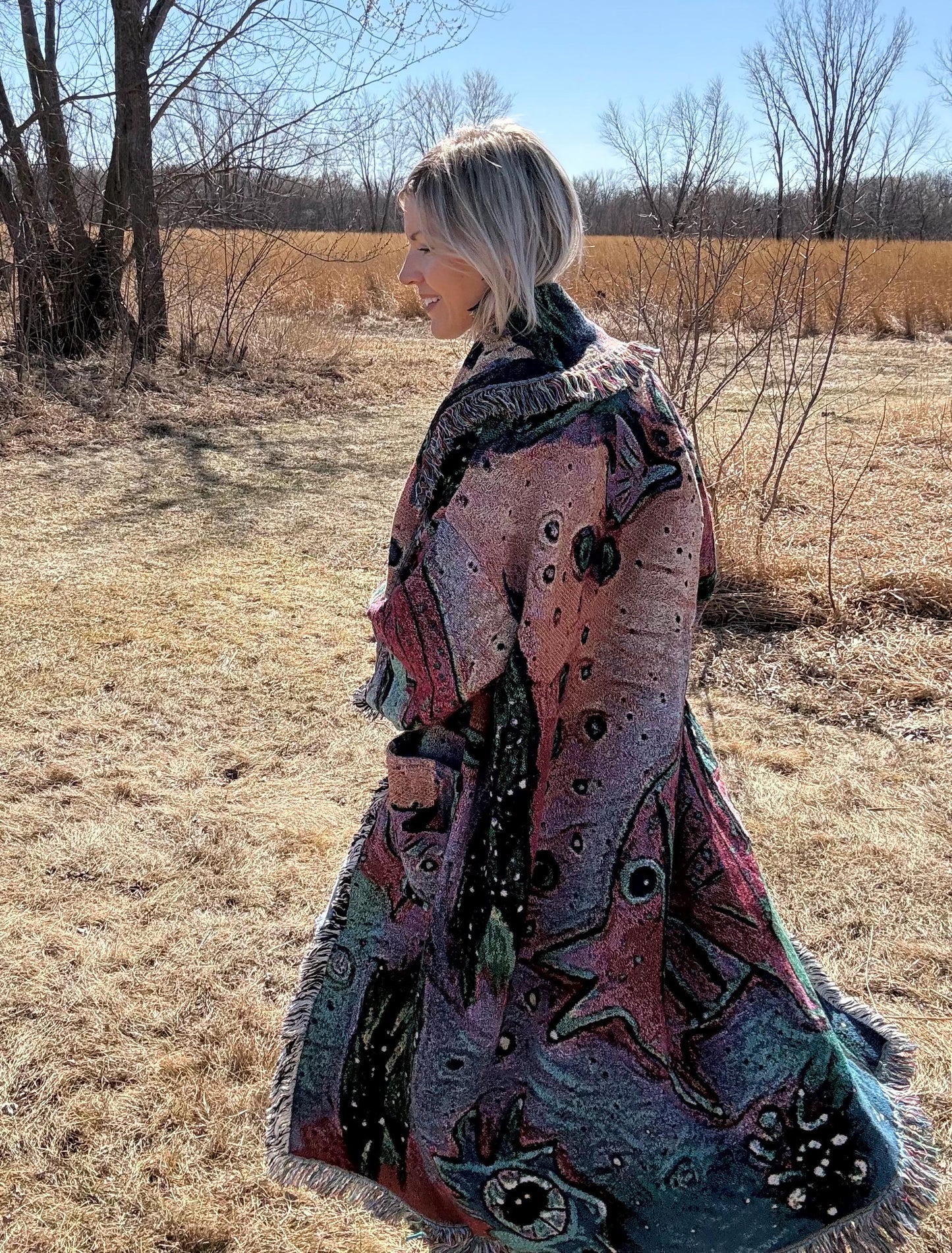 Rainbow Fish Original Psychedelic Art Blanket Coat