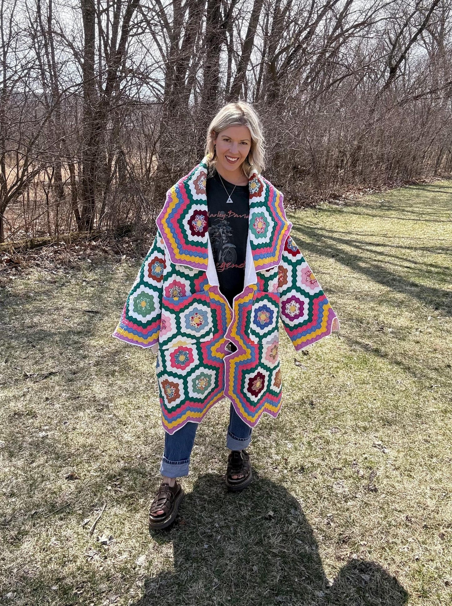 Rainbow Hippie Queen Antique Maximalist Quilt Coat