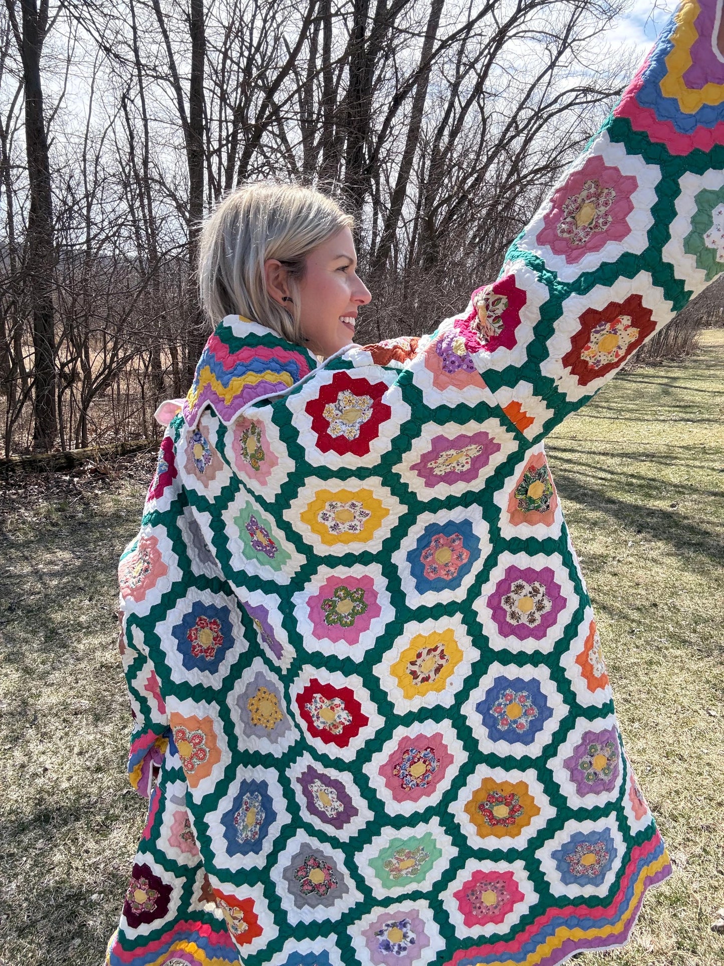 Rainbow Hippie Queen Antique Maximalist Quilt Coat