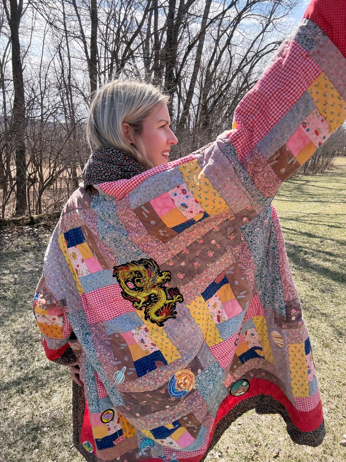 80’s Kid Hippie Free Spirit Patchwork Statement Quilt Coat