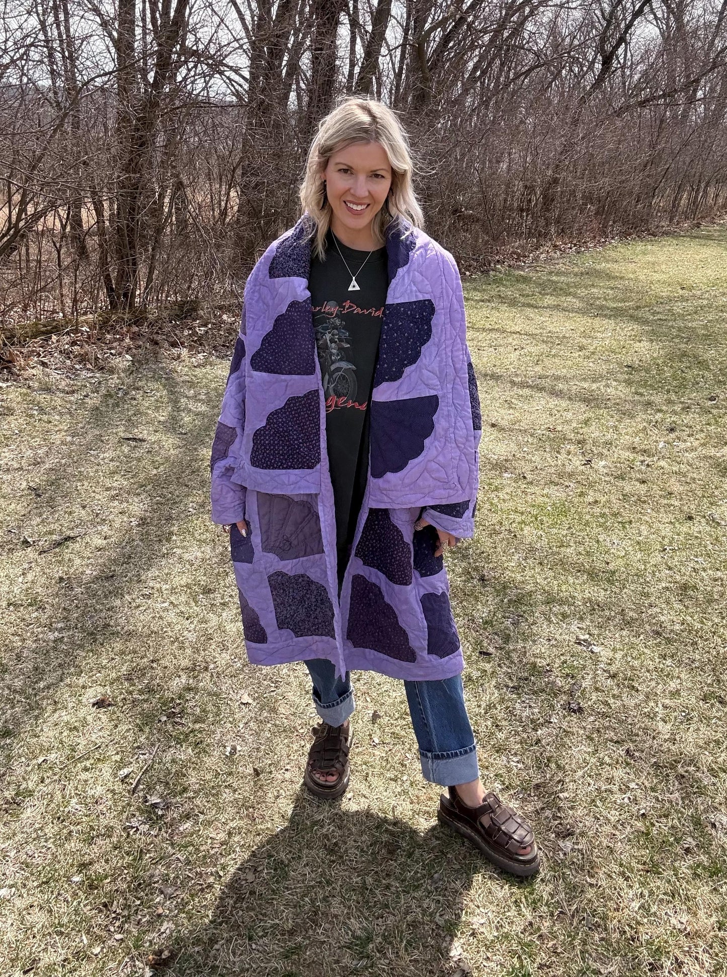 Pretty In Purple Cozy Oversized Statement Quilt Coat
