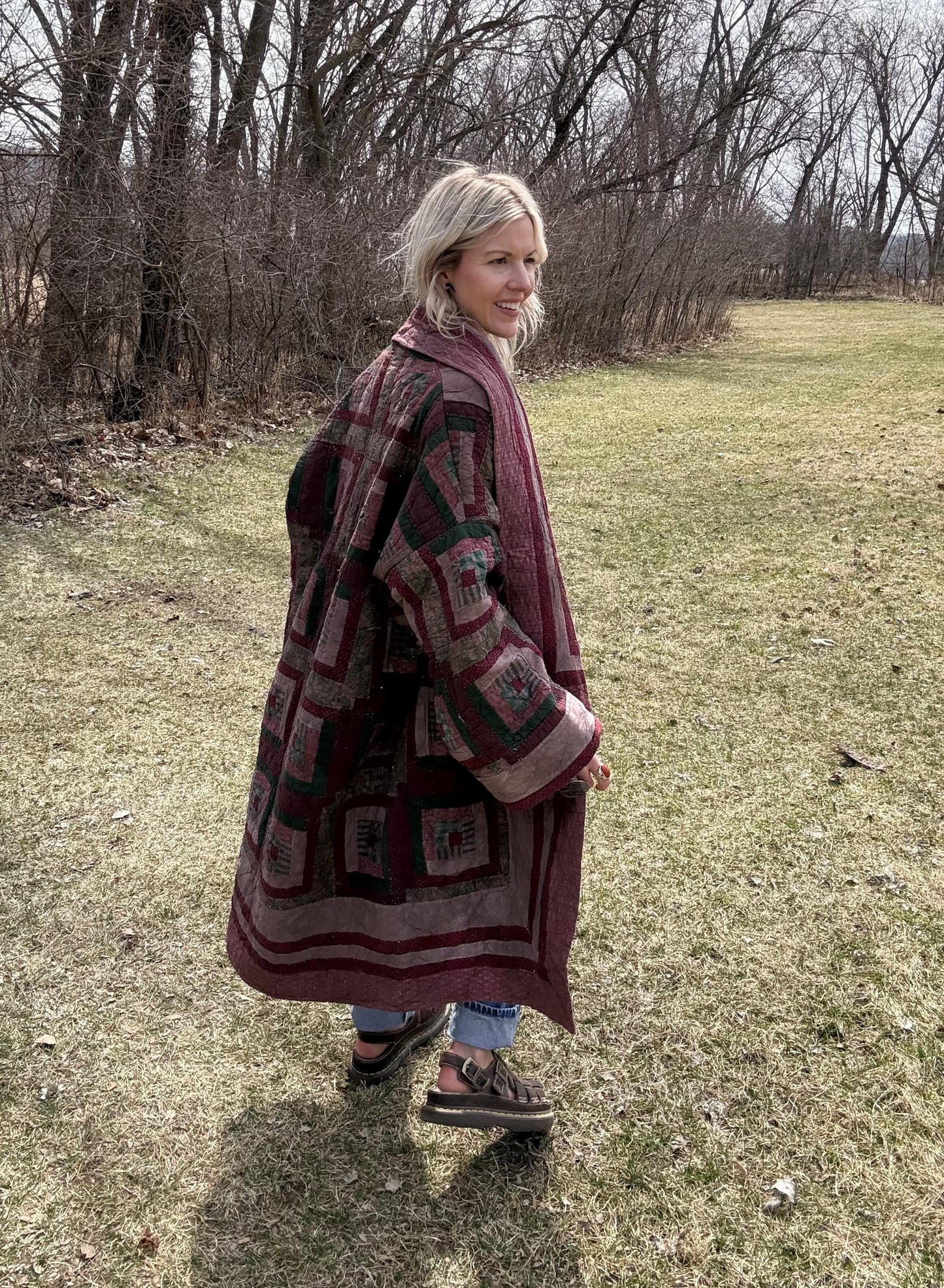 Warm Earth Toned Cozy Statement Quilt Coat