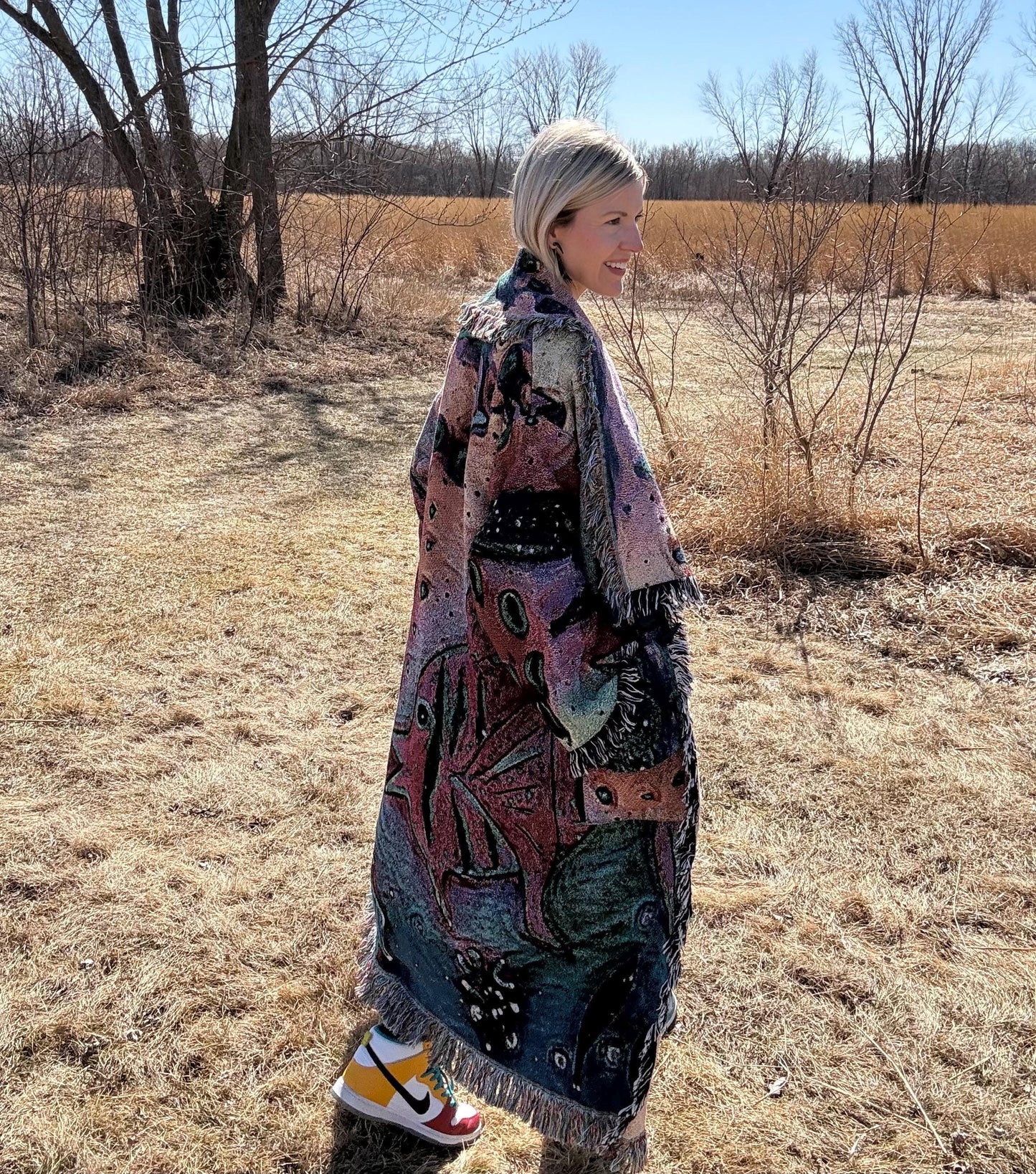 Rainbow Fish Original Psychedelic Art Blanket Coat