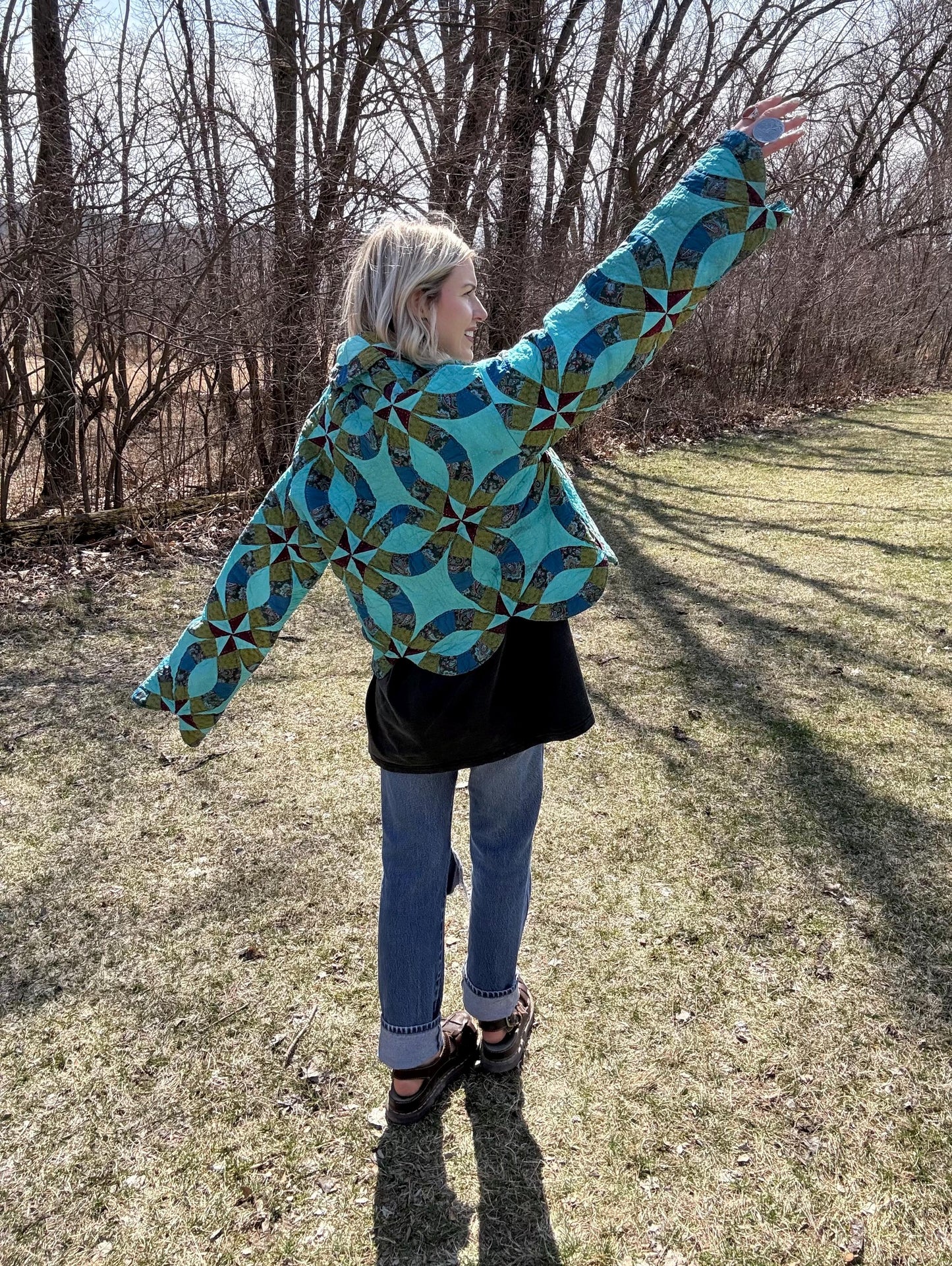 Turquoise Dream Boho Statement Quilt Coat