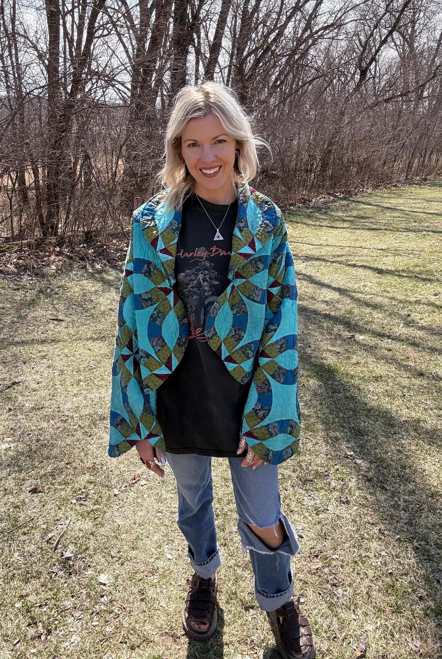 Turquoise Dream Boho Statement Quilt Coat