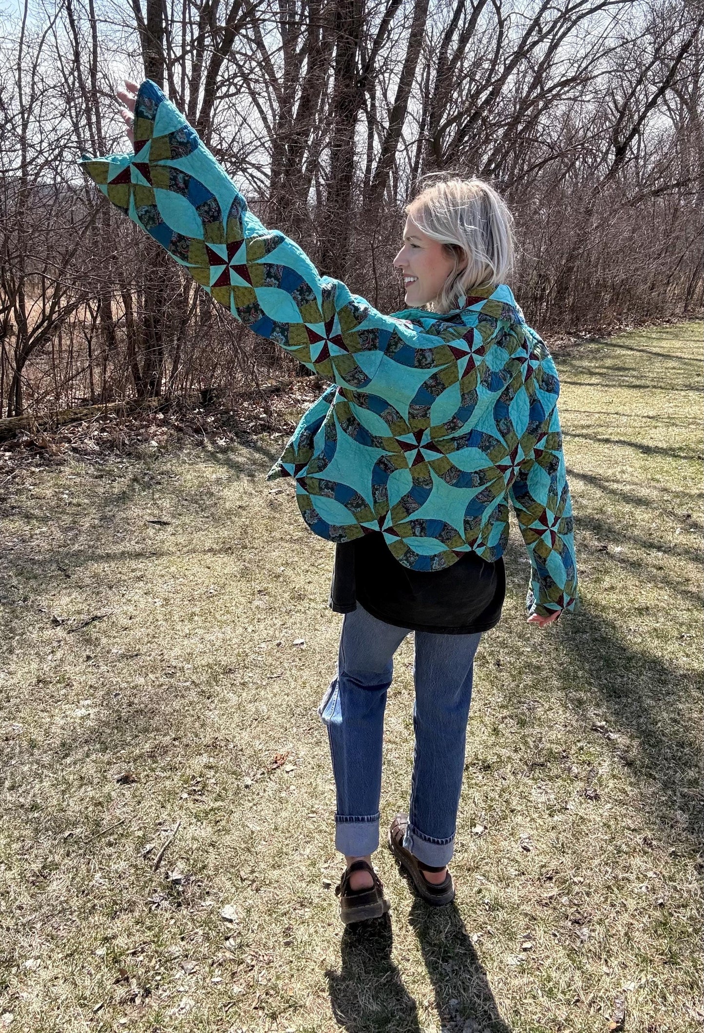 Turquoise Dream Boho Statement Quilt Coat
