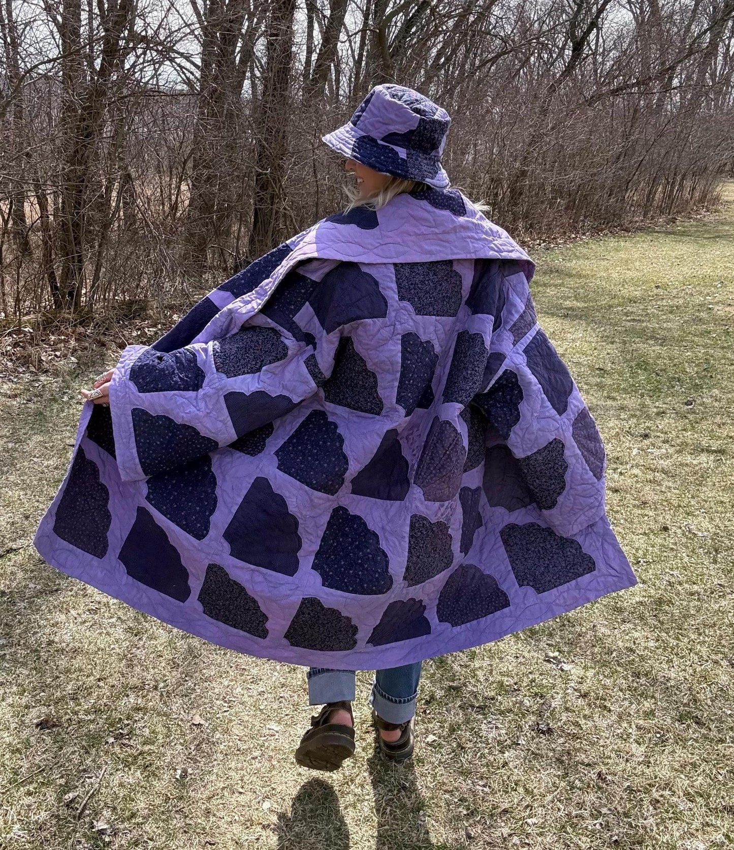 Pretty In Purple Cozy Oversized Statement Quilt Coat