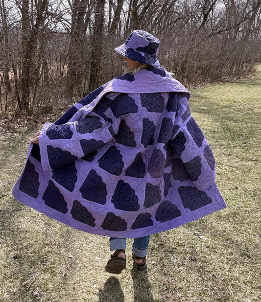 Pretty In Purple Cozy Oversized Statement Quilt Coat