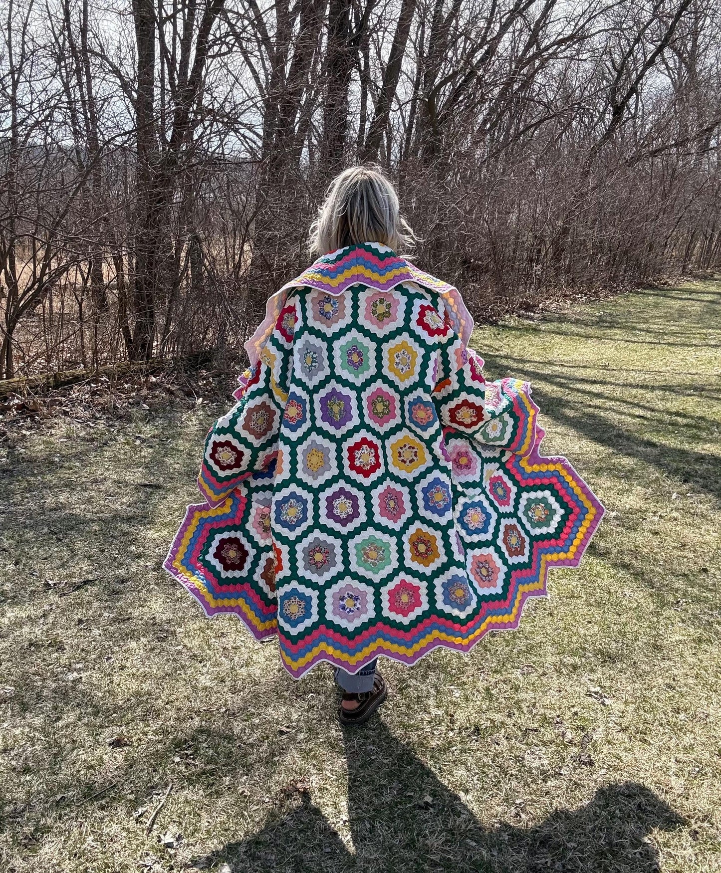 Rainbow Hippie Queen Antique Maximalist Quilt Coat