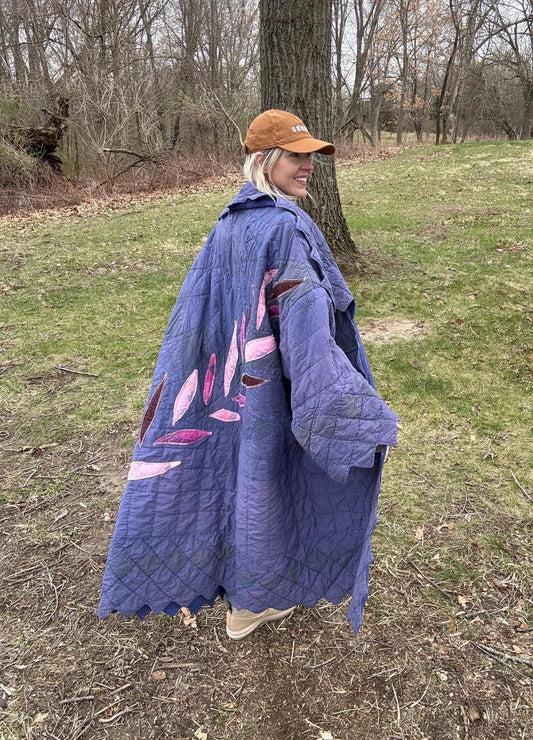 Periwinkle Muse Extra Oversized Artsy Statement Quilt Coat