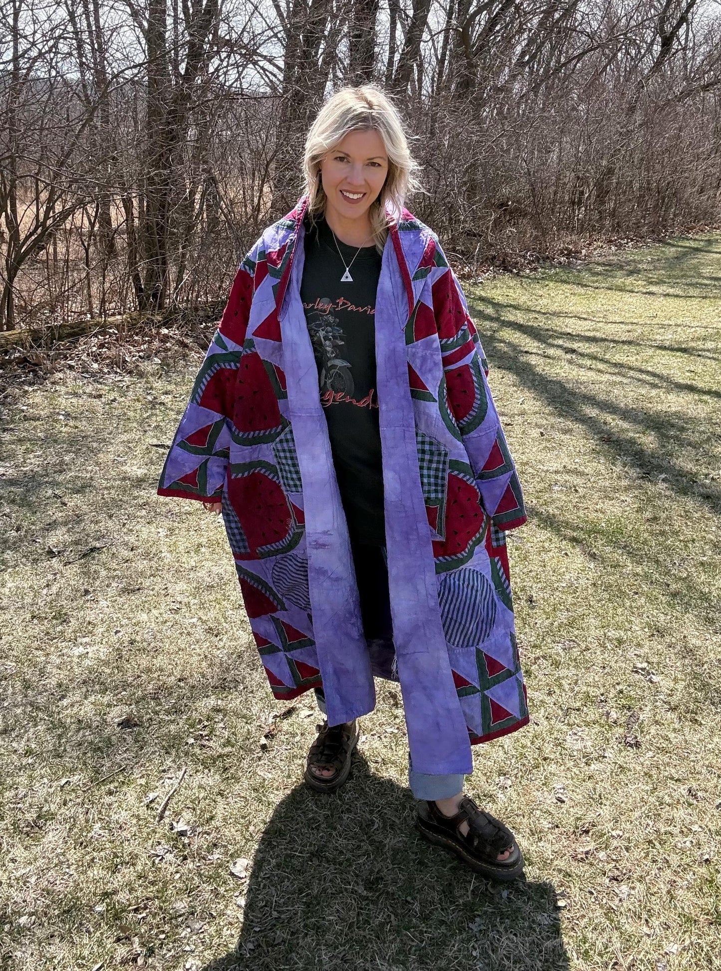 Periwinkle Watermelon Maximalist Statement Quilt Coat