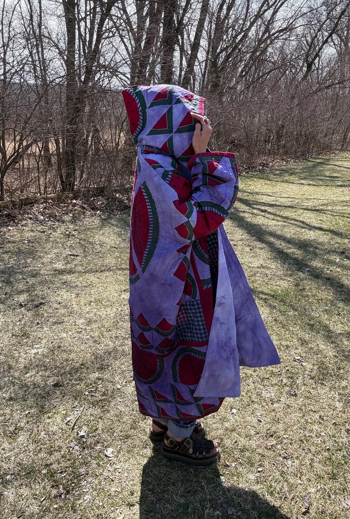 Periwinkle Watermelon Maximalist Statement Quilt Coat