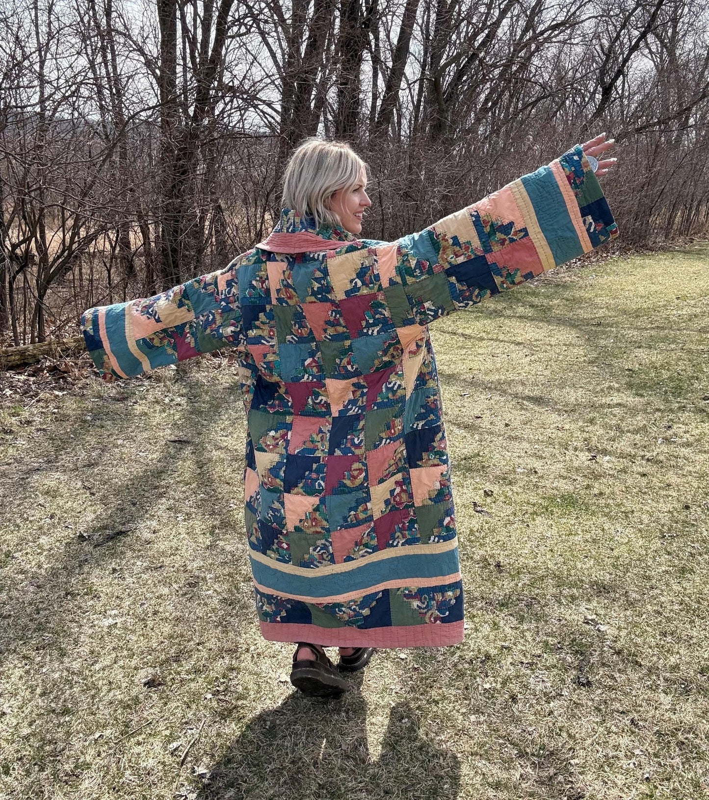 Desert Moon Long Elegant Patchwork Quilt Coat
