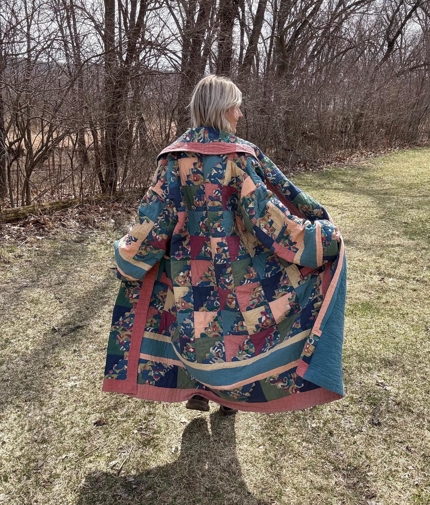 Desert Moon Long Elegant Patchwork Quilt Coat