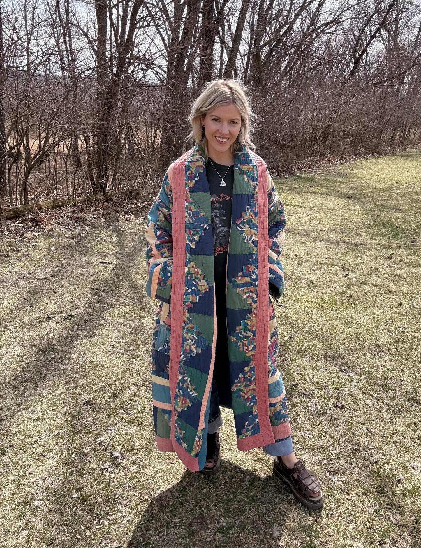 Desert Moon Long Elegant Patchwork Quilt Coat