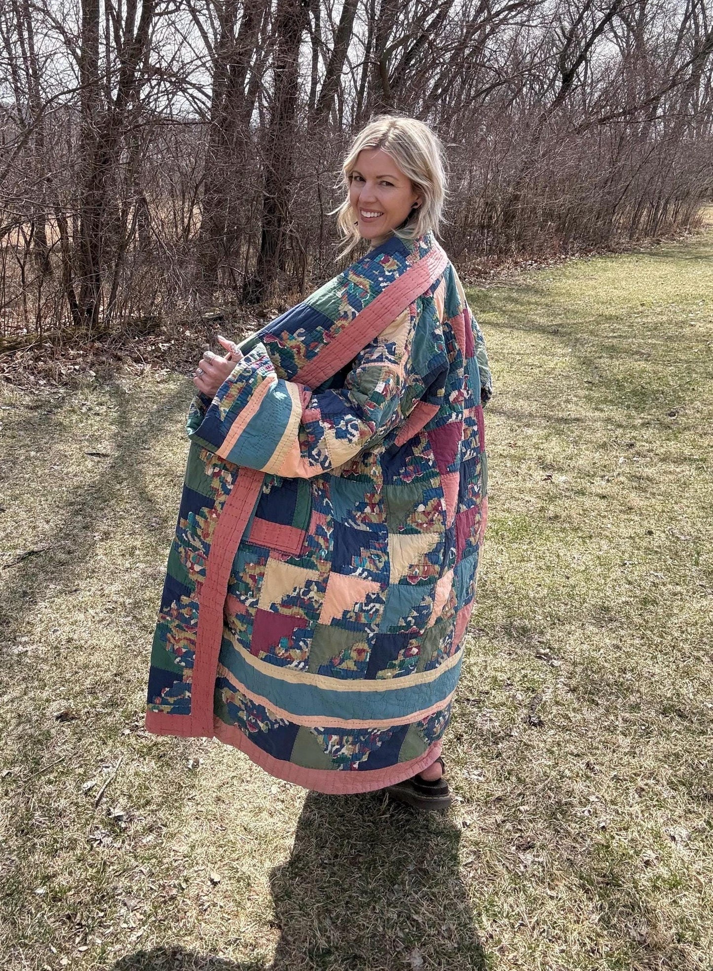Desert Moon Long Elegant Patchwork Quilt Coat