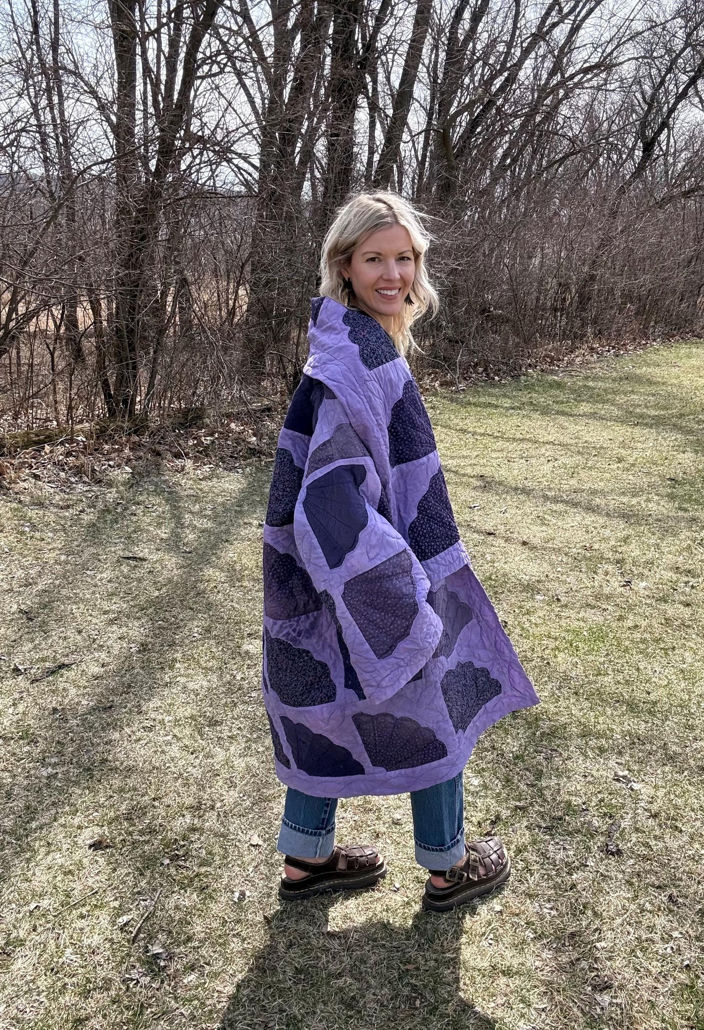 Pretty In Purple Cozy Oversized Statement Quilt Coat