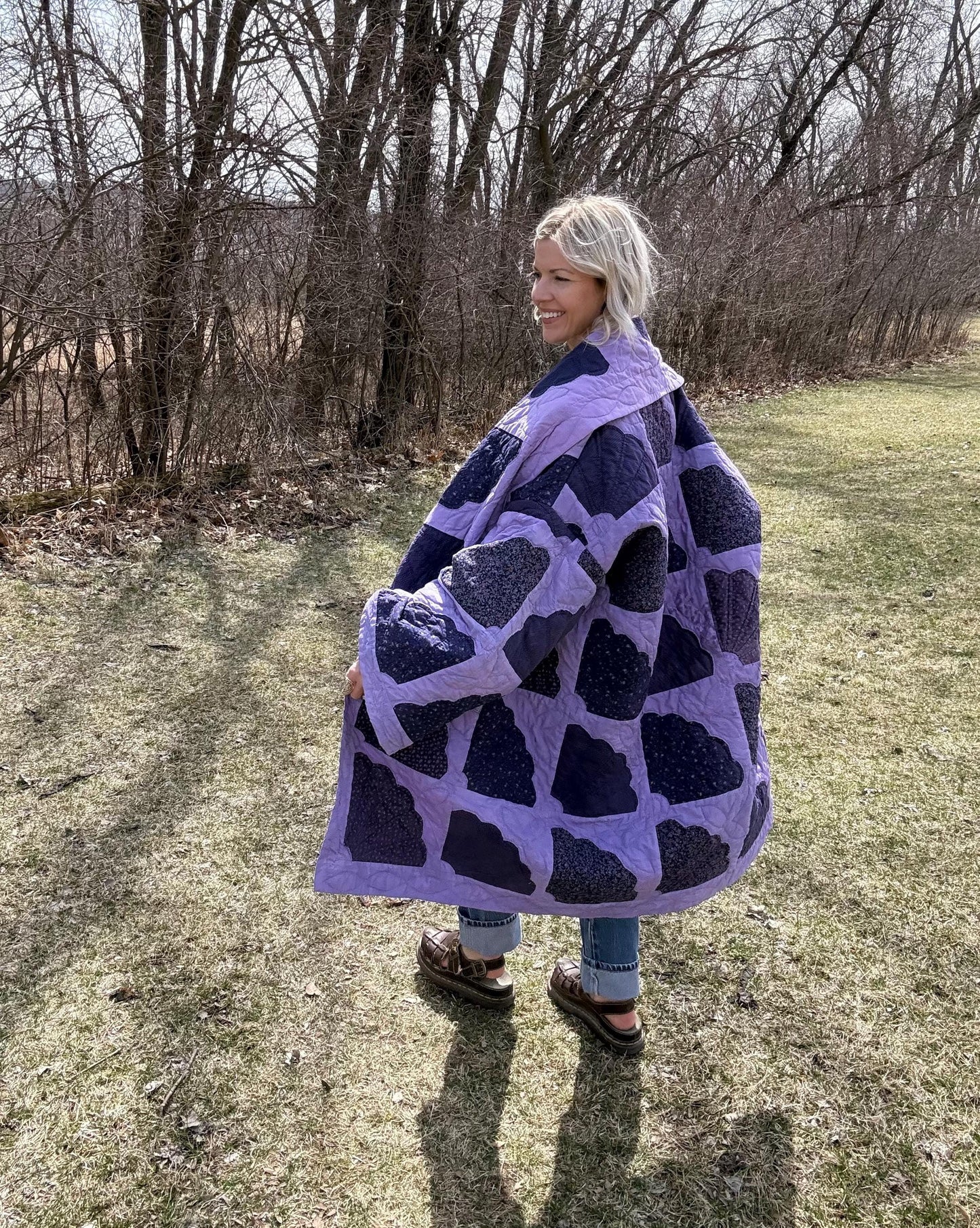 Pretty In Purple Cozy Oversized Statement Quilt Coat