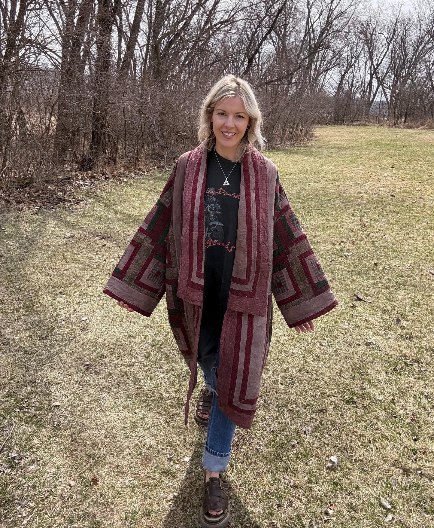 Warm Earth Toned Cozy Statement Quilt Coat