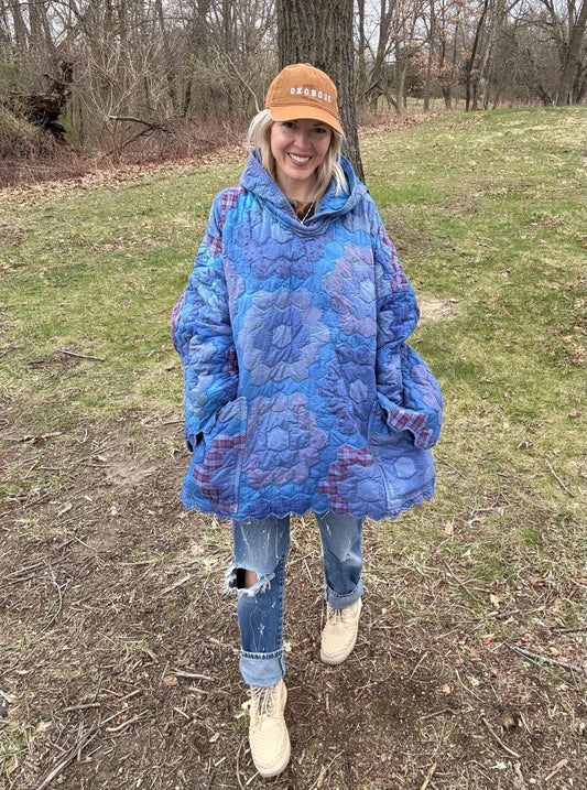 Cozy Lake Nights Extra Oversized Hooded Quilt Pullover