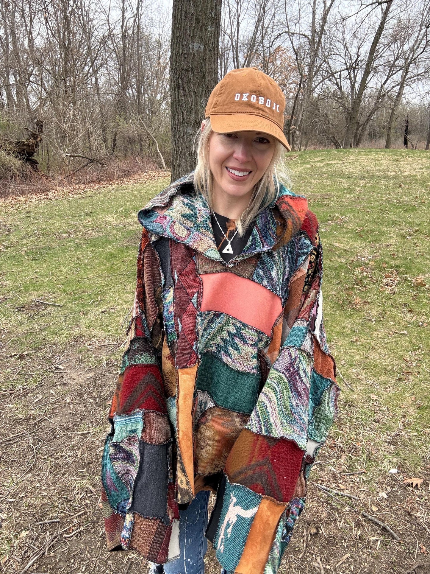 Psychedelic Desert Extra Oversized Fiber Art Patchwork Pullover