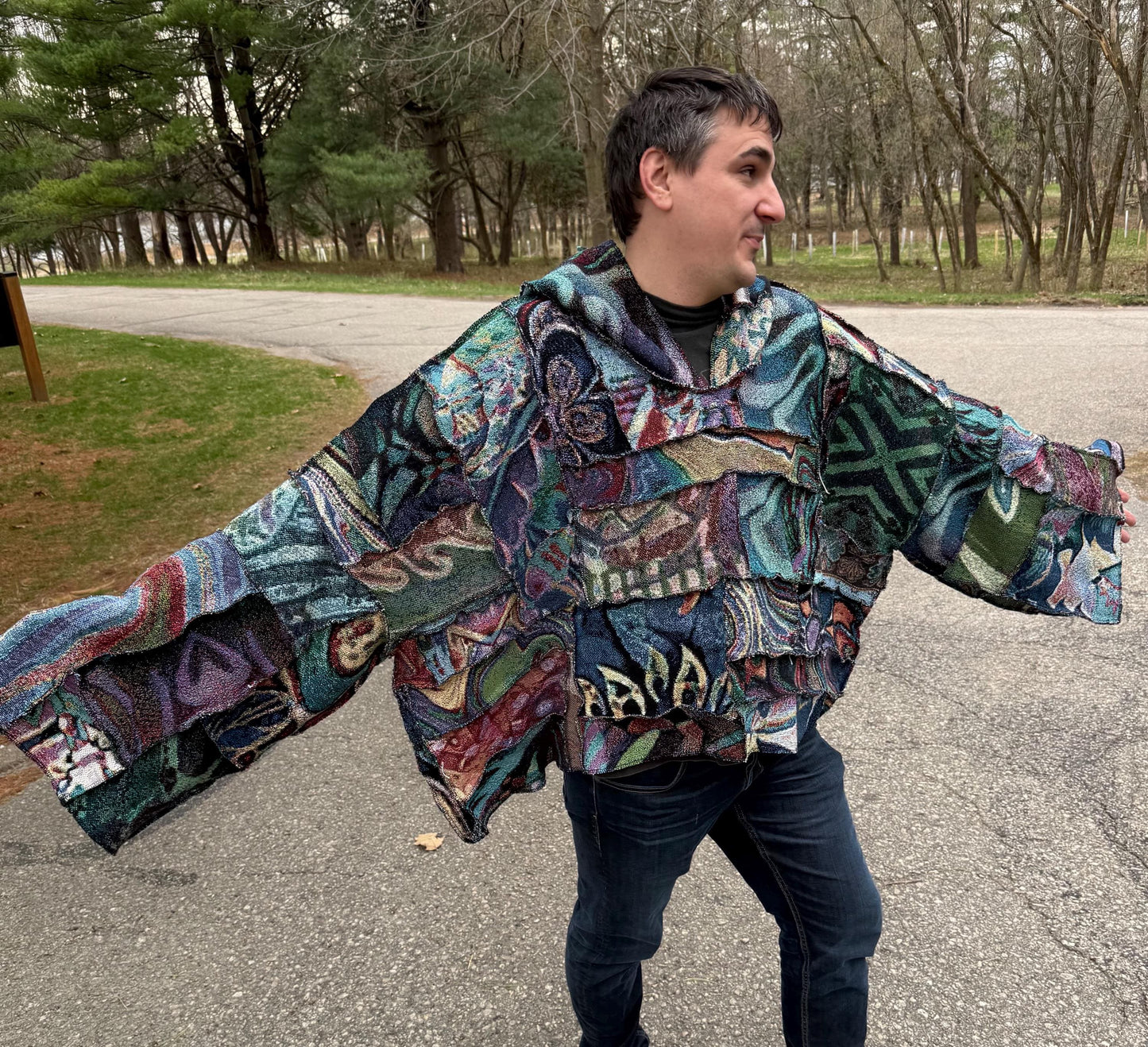Psychedelic Dreamer Extra Oversized Patchwork Art Blanket Pullover