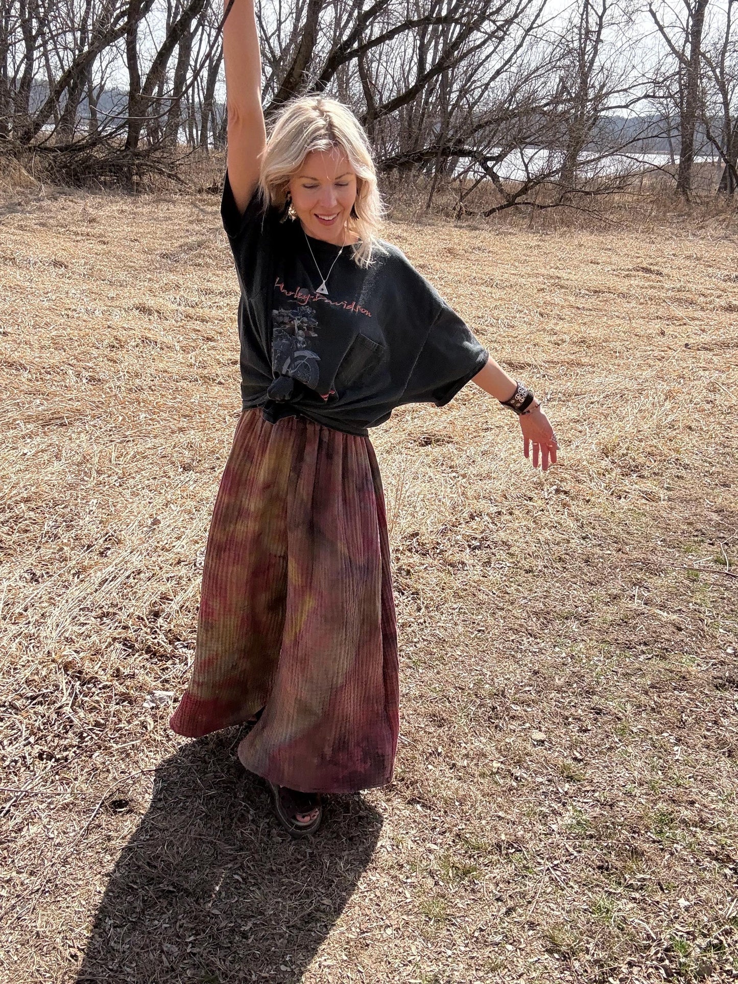 Earthy Hippie Extra Wide Leg High Waisted Tie Dye Blanket Pants