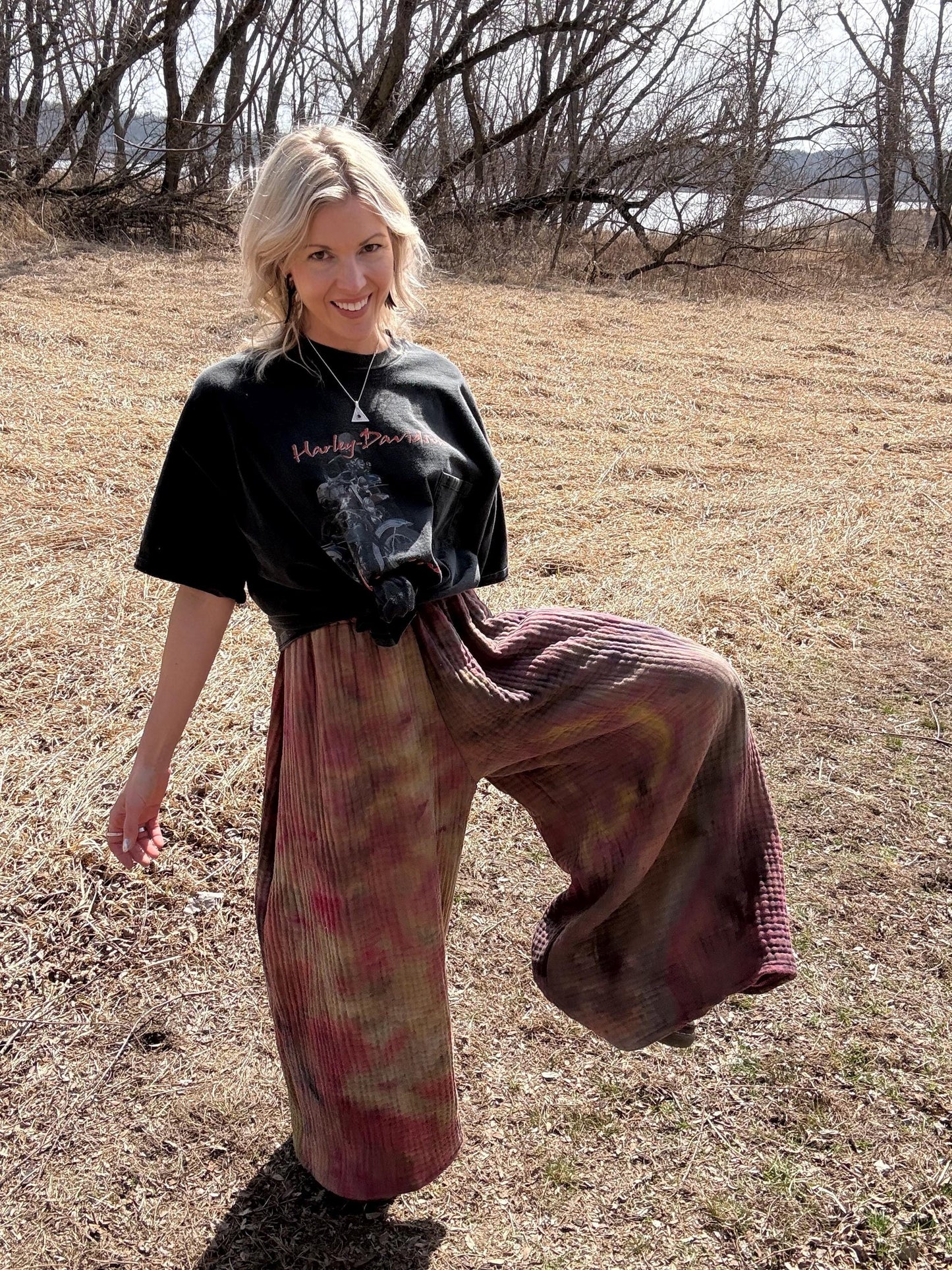 Earthy Hippie Extra Wide Leg High Waisted Tie Dye Blanket Pants