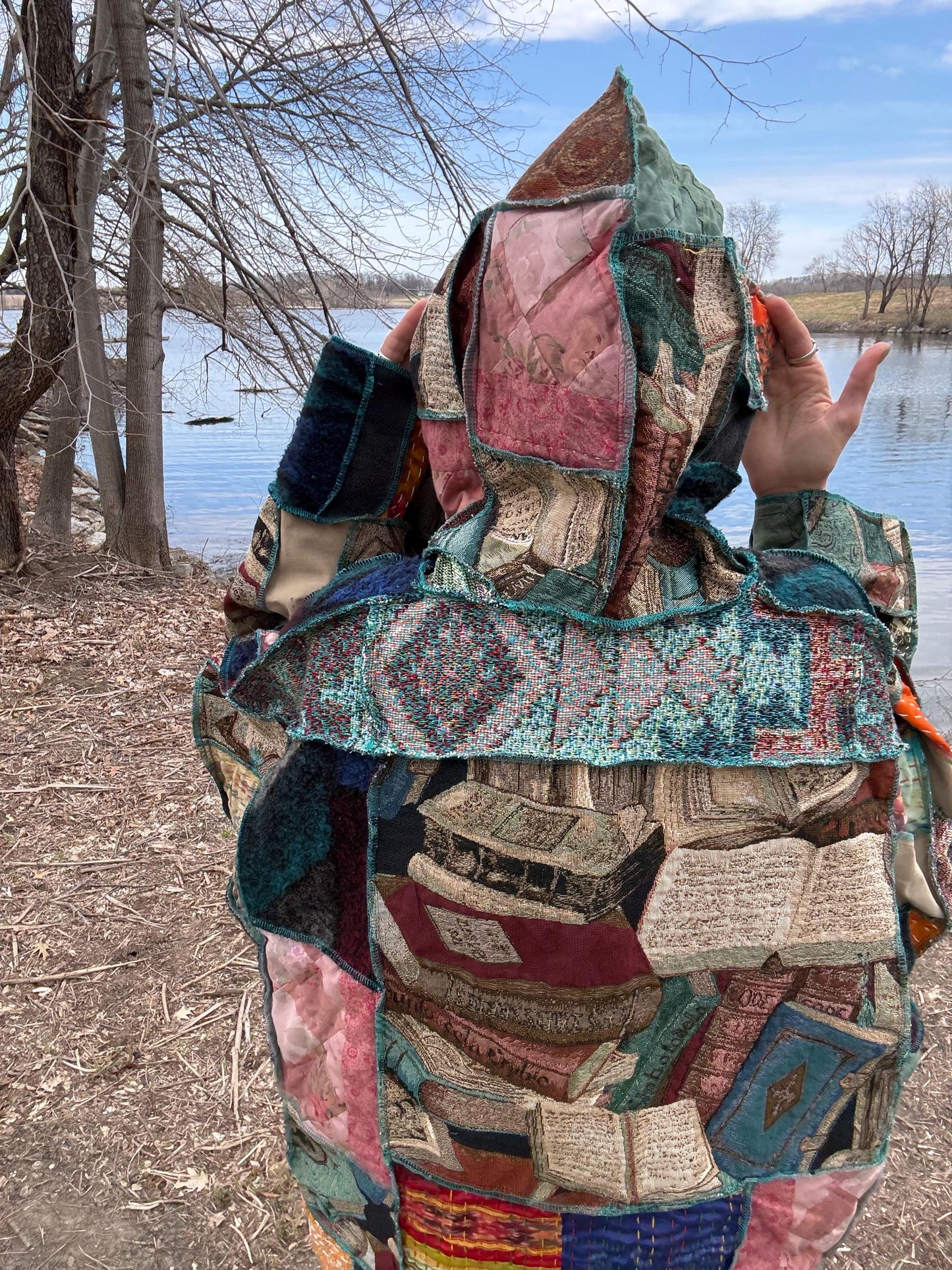Boho Bookworm Extra Oversized Fiber Art Patchwork Pullover