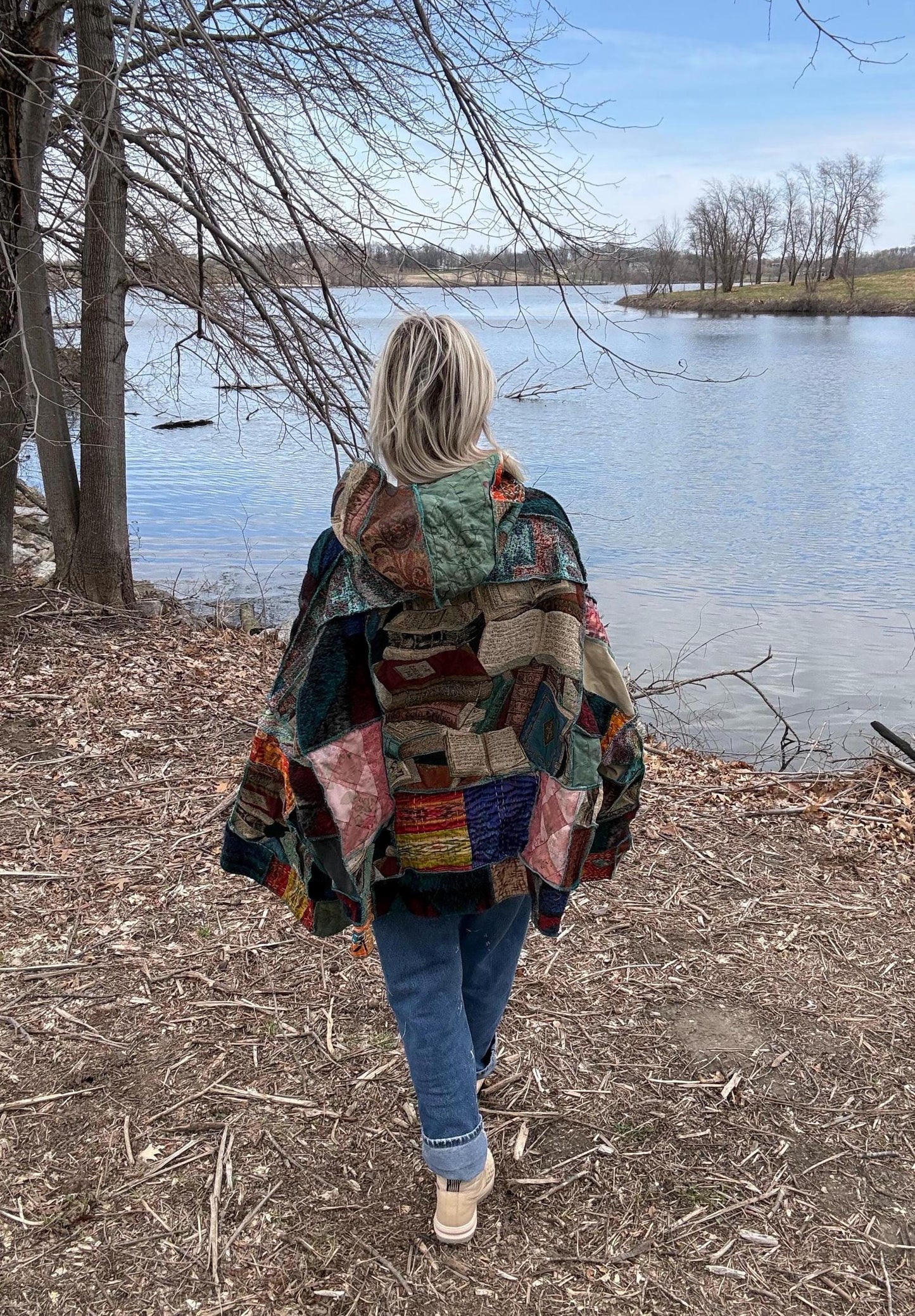 Boho Bookworm Extra Oversized Fiber Art Patchwork Pullover