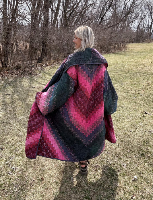 Heart Opening Hues Green & Pink Maximalist Statement Quilt Coat