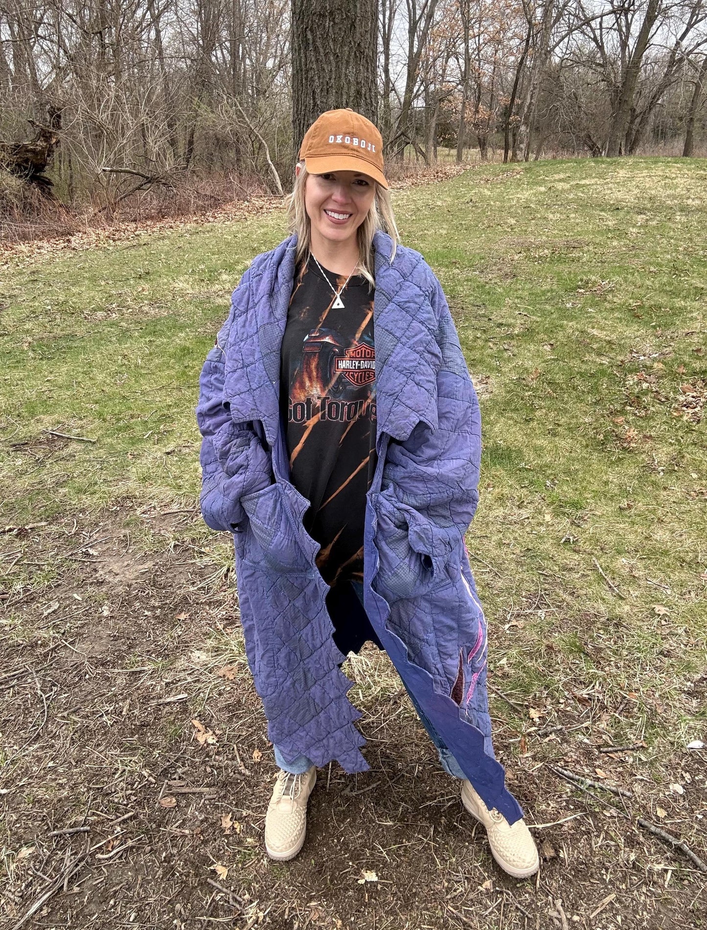Periwinkle Muse Extra Oversized Artsy Statement Quilt Coat