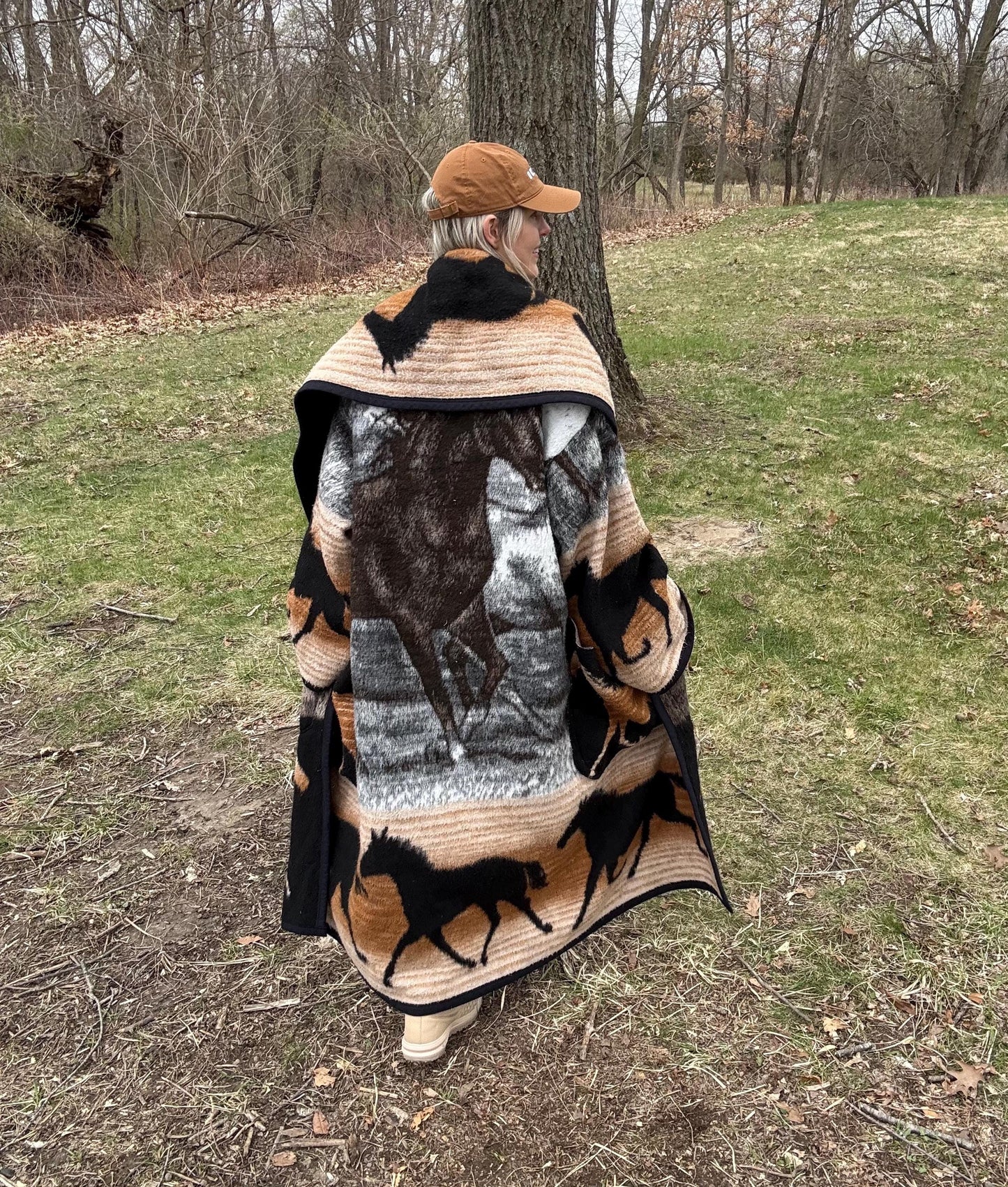 Wild Horses Maximalist Long Fleece Blanket Robe