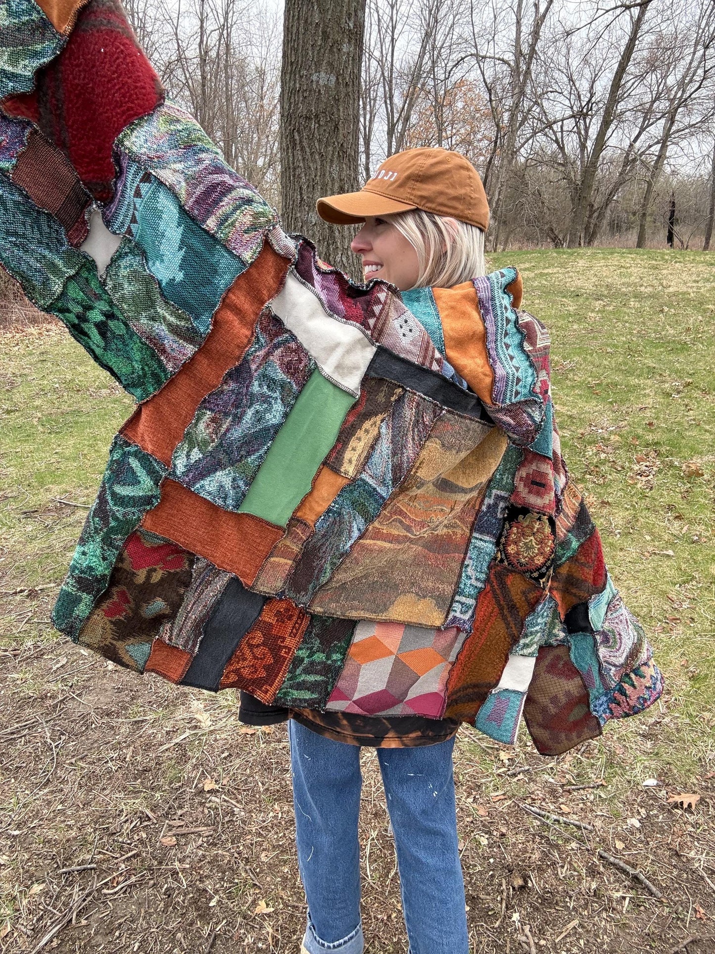 Psychedelic Desert Extra Oversized Fiber Art Patchwork Pullover