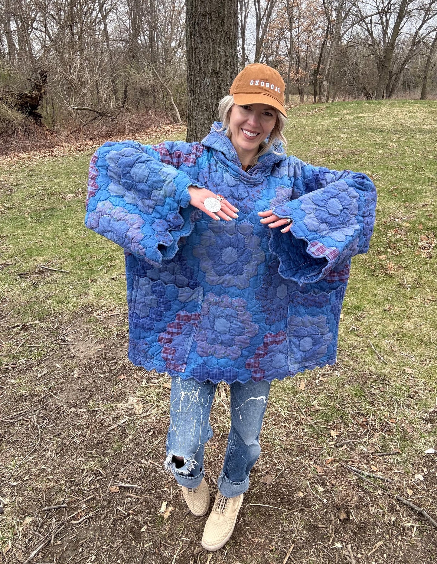 Cozy Lake Nights Extra Oversized Hooded Quilt Pullover