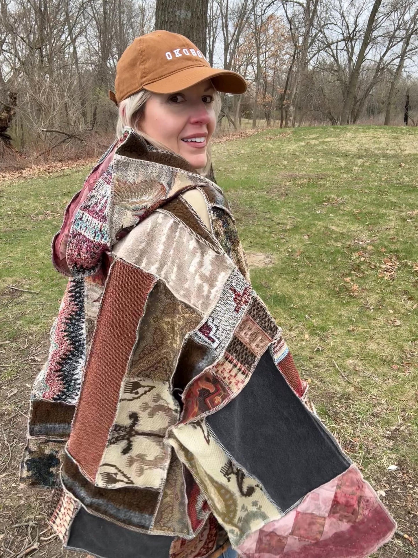Pretty As A Pheasant Extra Oversized Fiber Art Patchwork Pullover
