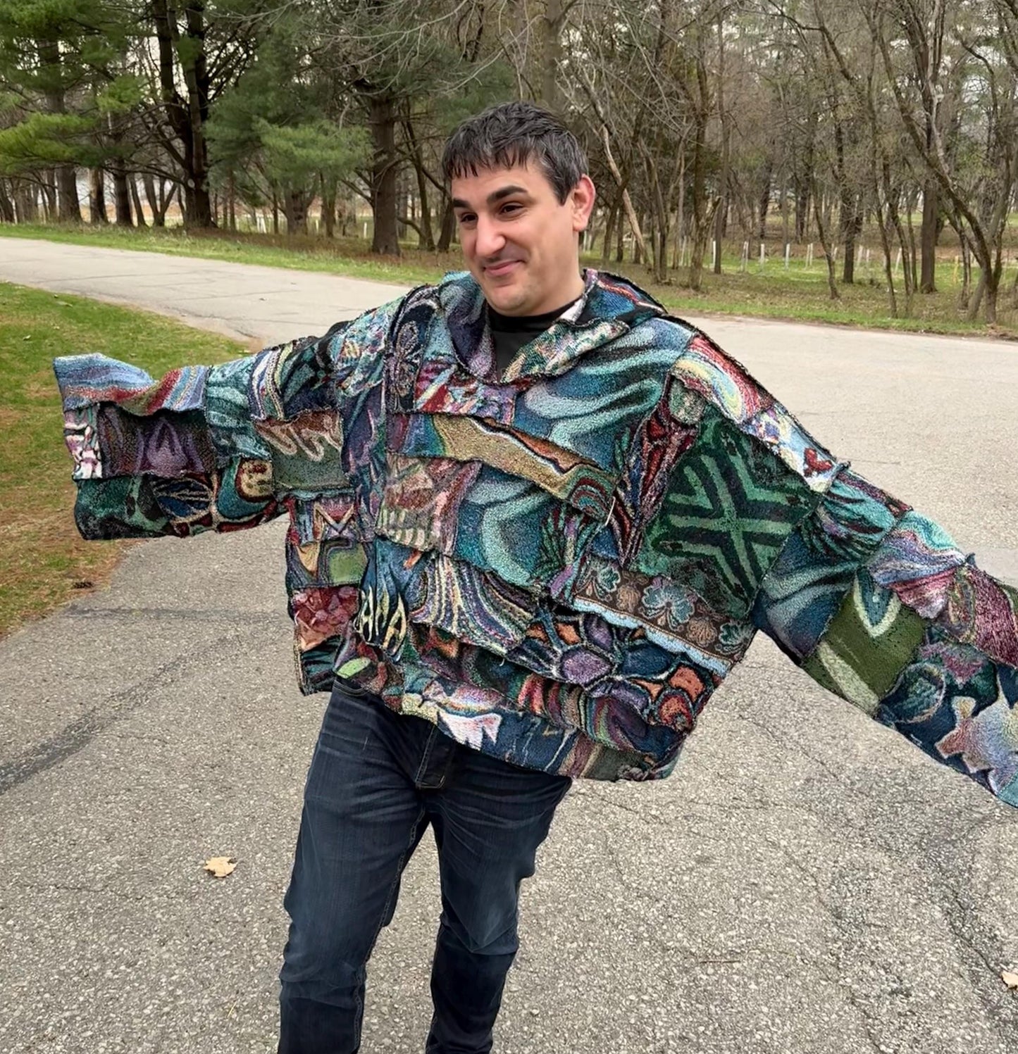 Psychedelic Dreamer Extra Oversized Patchwork Art Blanket Pullover