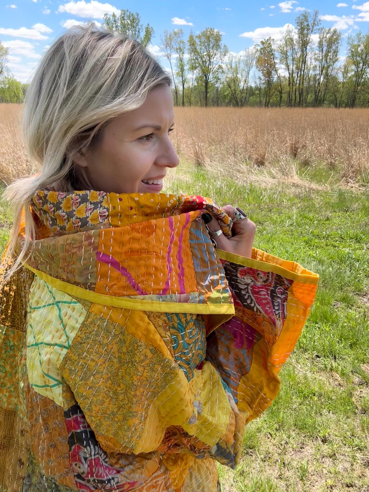 Heart Of Gold Lightweight Patchwork Quilt Coat